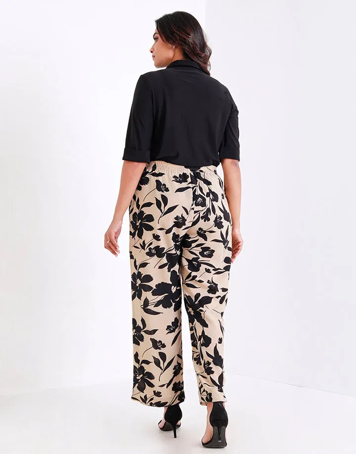 Print Belted Pants High Waist