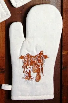 "Boots & Saddle" Western 100% Cotton Embroidered Oven Mitt