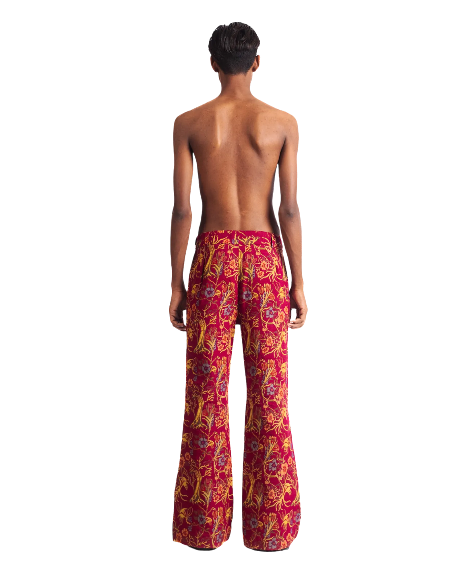 "RED AFFAIR" JACQUARD WOVEN TROUSERS