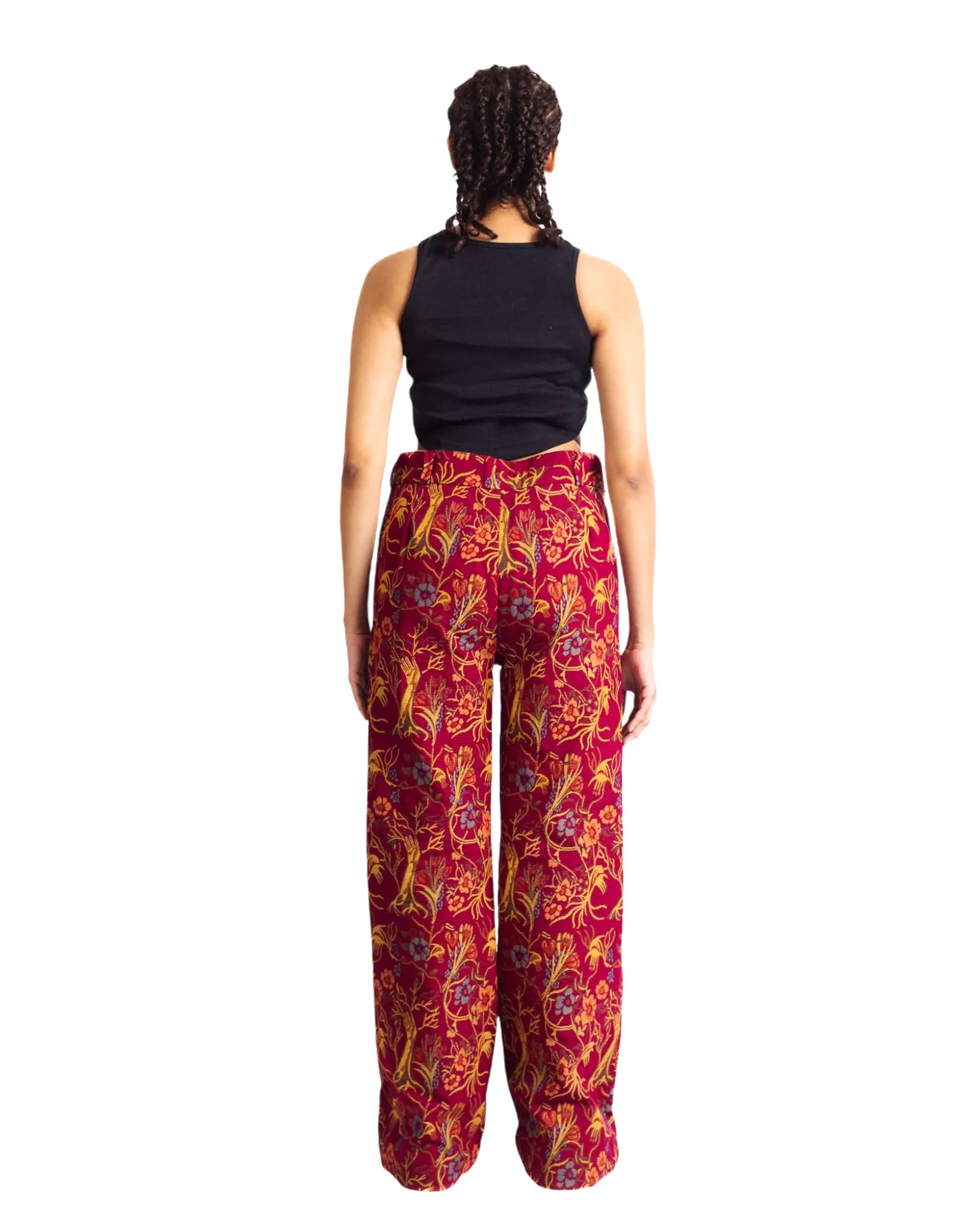 "RED AFFAIR" JACQUARD WOVEN TROUSERS