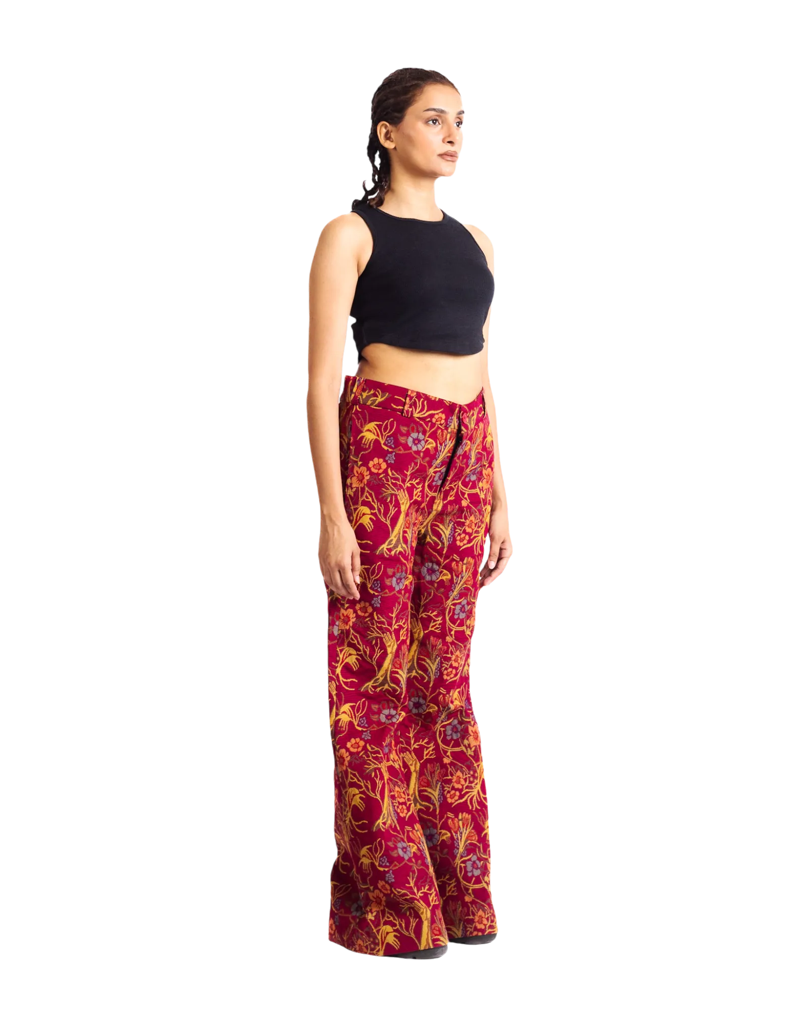 "RED AFFAIR" JACQUARD WOVEN TROUSERS