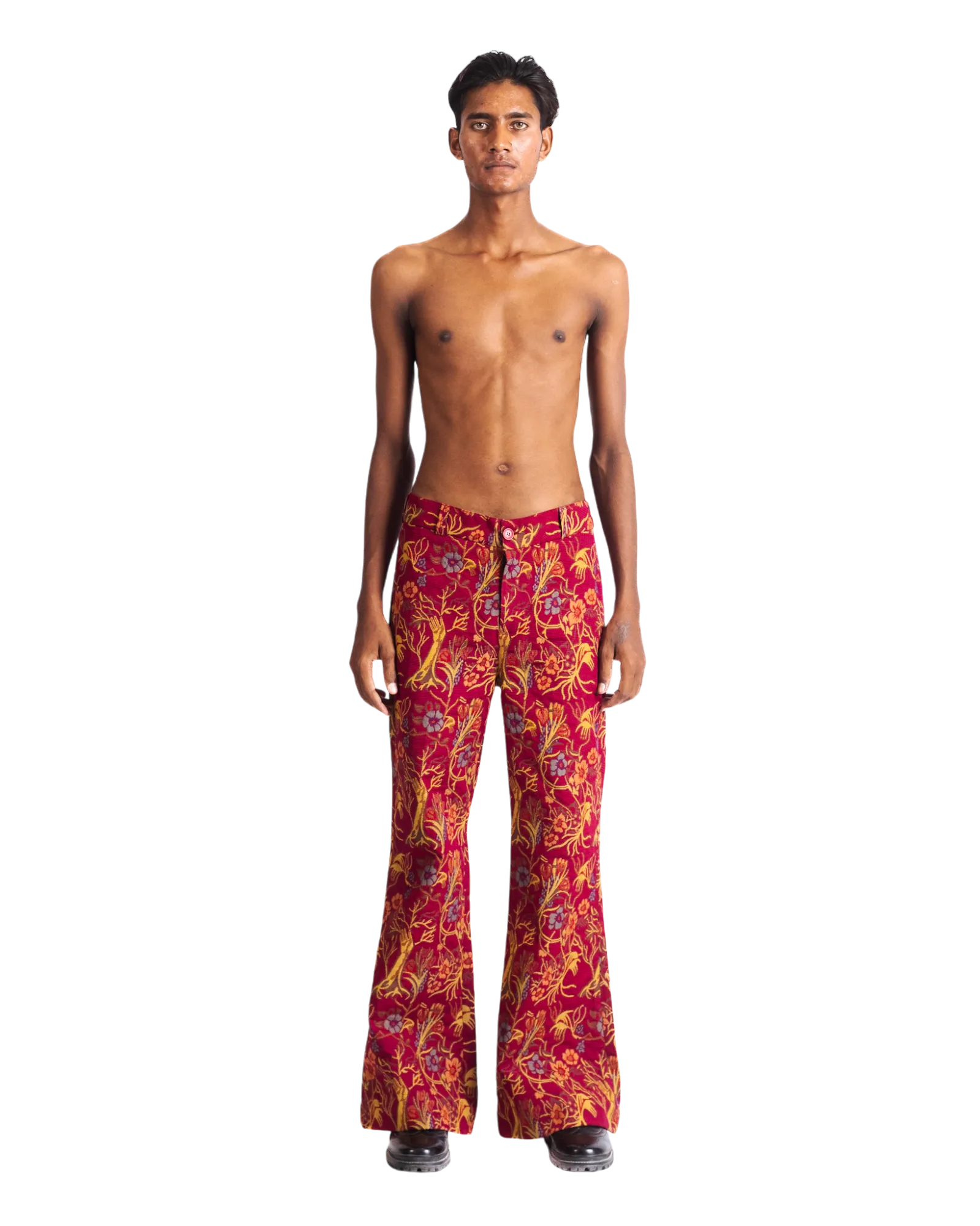 "RED AFFAIR" JACQUARD WOVEN TROUSERS