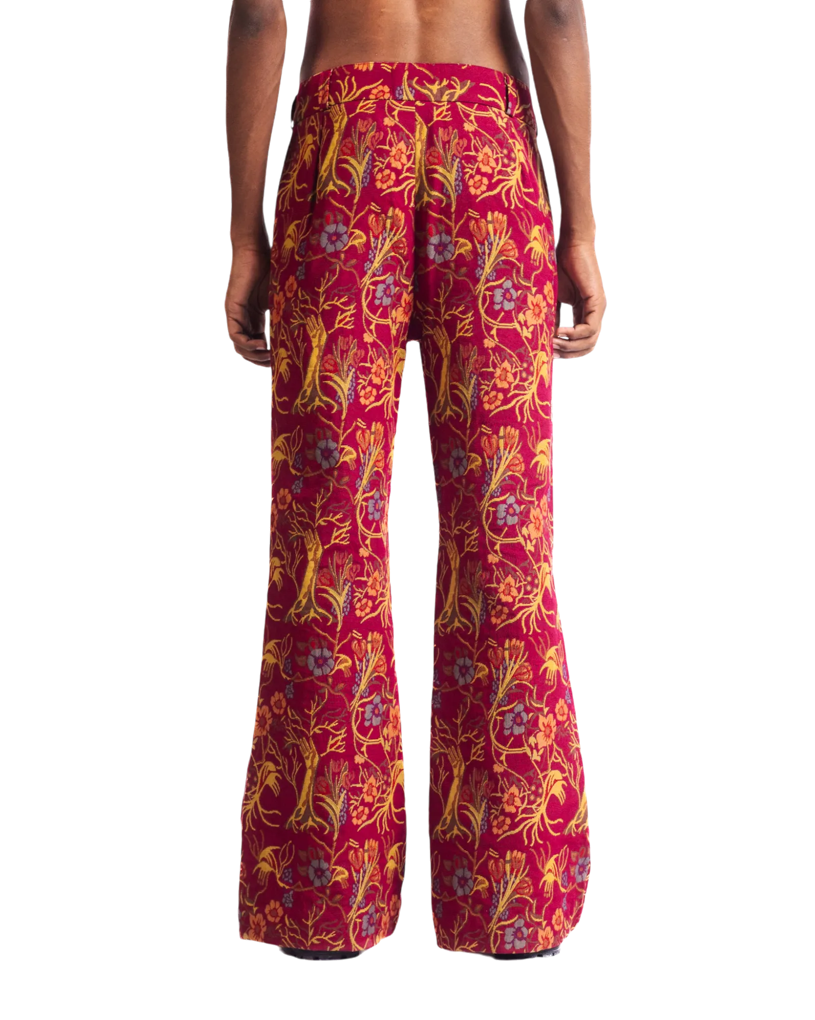 "RED AFFAIR" JACQUARD WOVEN TROUSERS