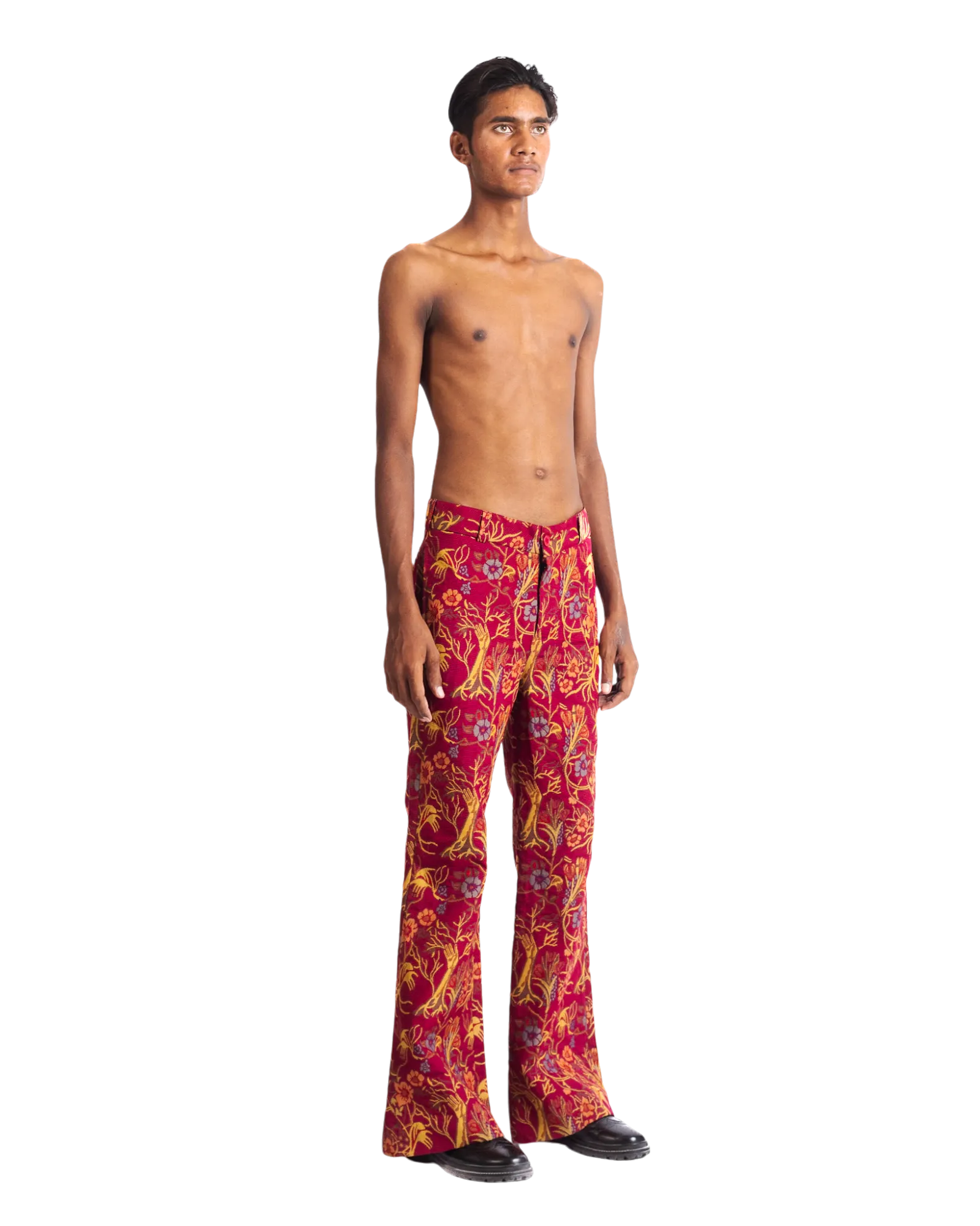 "RED AFFAIR" JACQUARD WOVEN TROUSERS