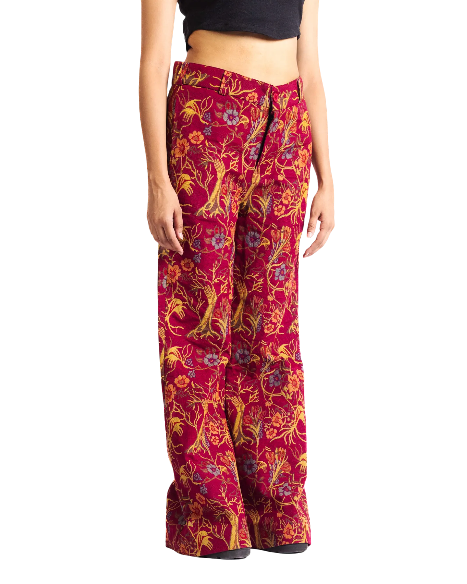 "RED AFFAIR" JACQUARD WOVEN TROUSERS