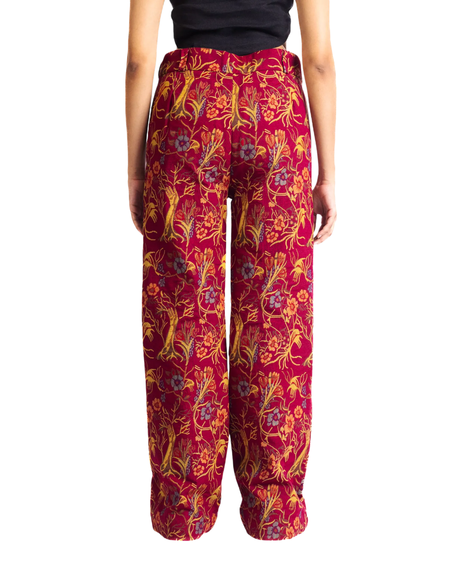 "RED AFFAIR" JACQUARD WOVEN TROUSERS