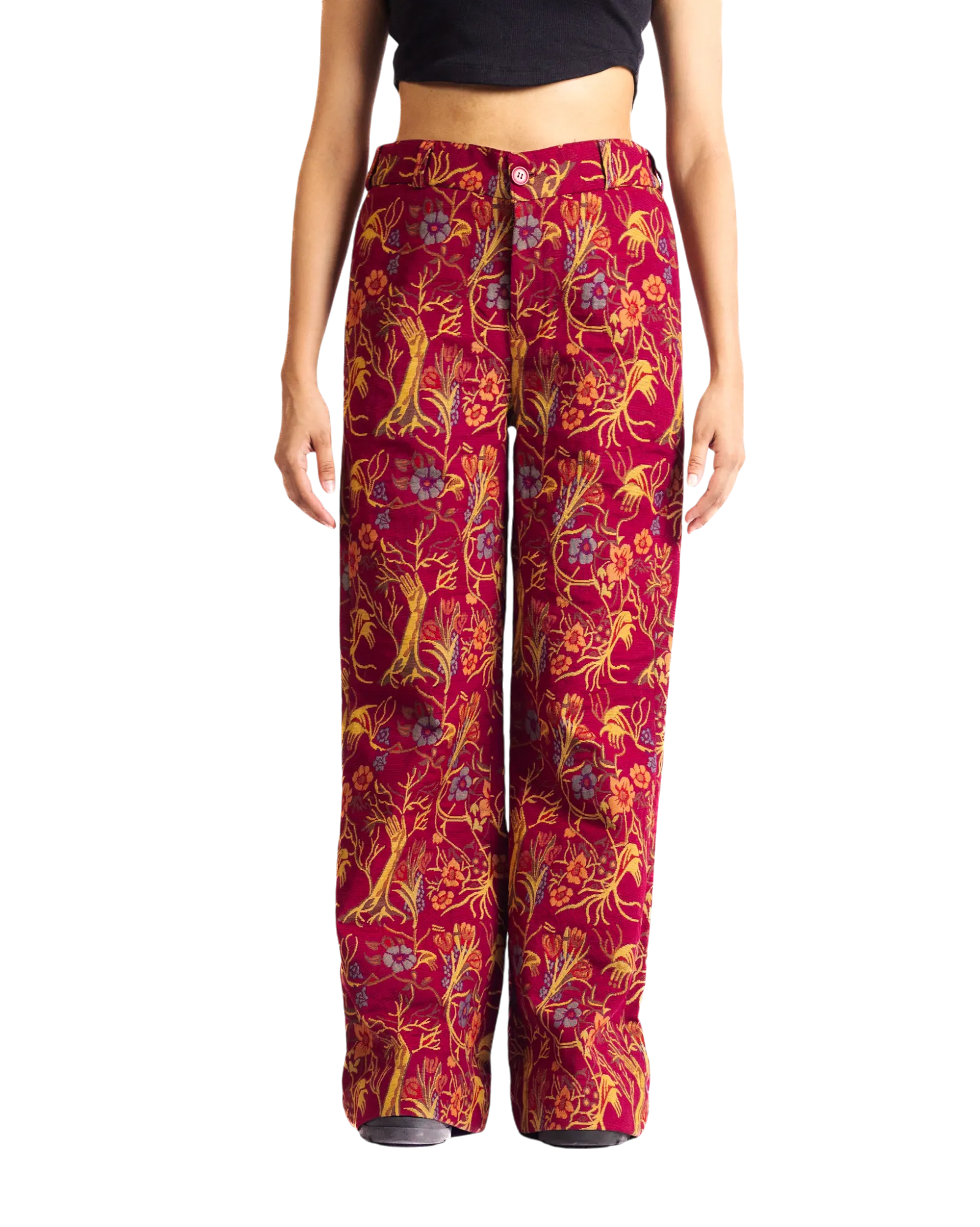 "RED AFFAIR" JACQUARD WOVEN TROUSERS