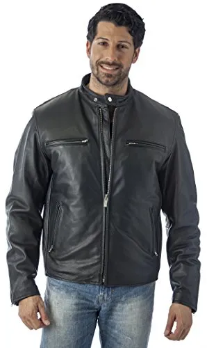 REED Men's Knock Around Biker Jacket in Imported Naked Cow with Zip Out Lining - Imported