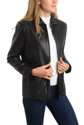 REED Women's Lambskin 26" Classic Leather Jacket - Imported