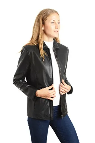 REED Women's Lambskin 26" Classic Leather Jacket - Imported