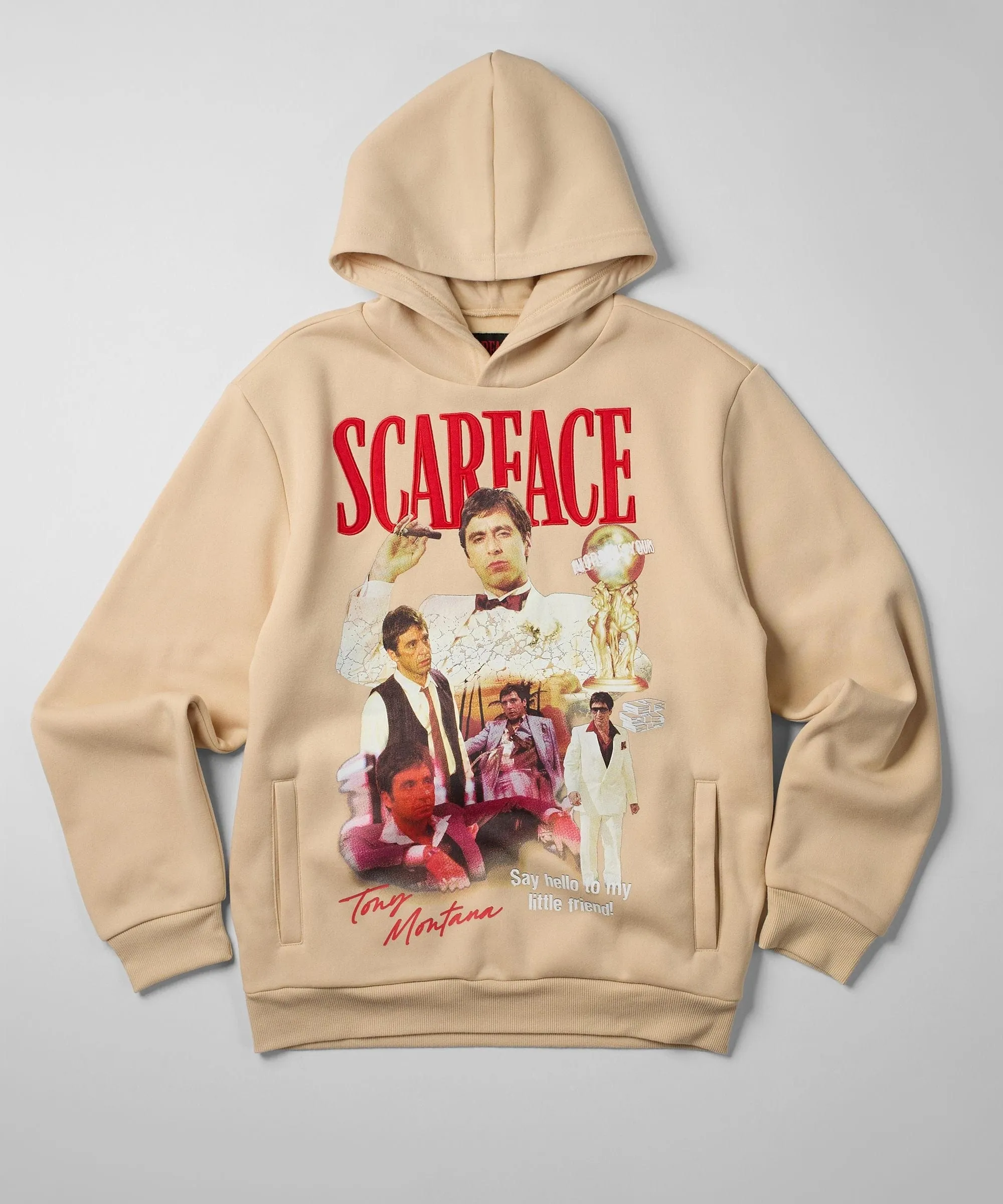 Scarface Say Hello Embroidered Patch Hoodie - Khaki