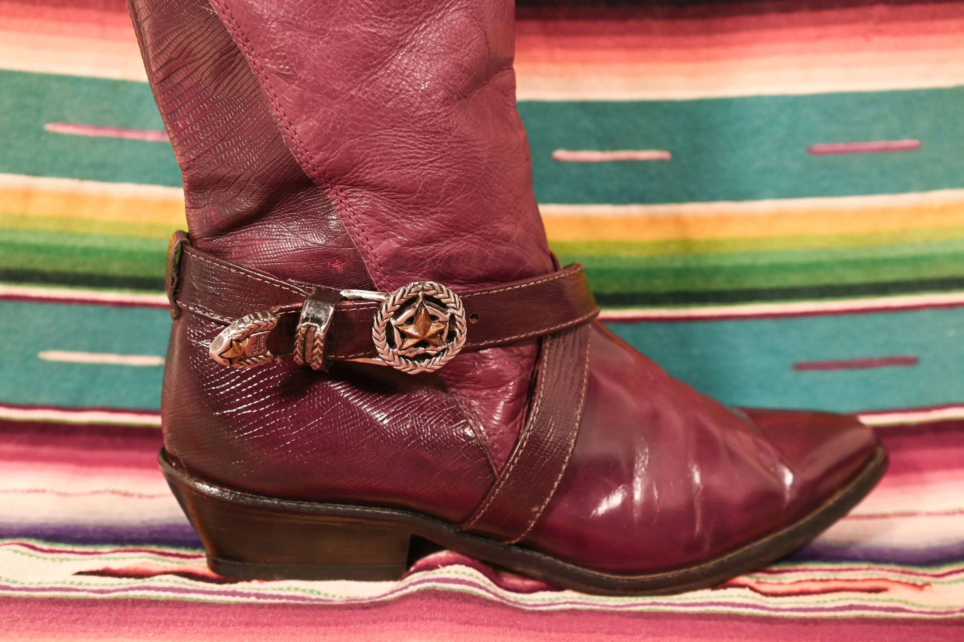 SOLD Vintage 80s Zodiac Burgundy Leather Slouchy Cowboy Boots