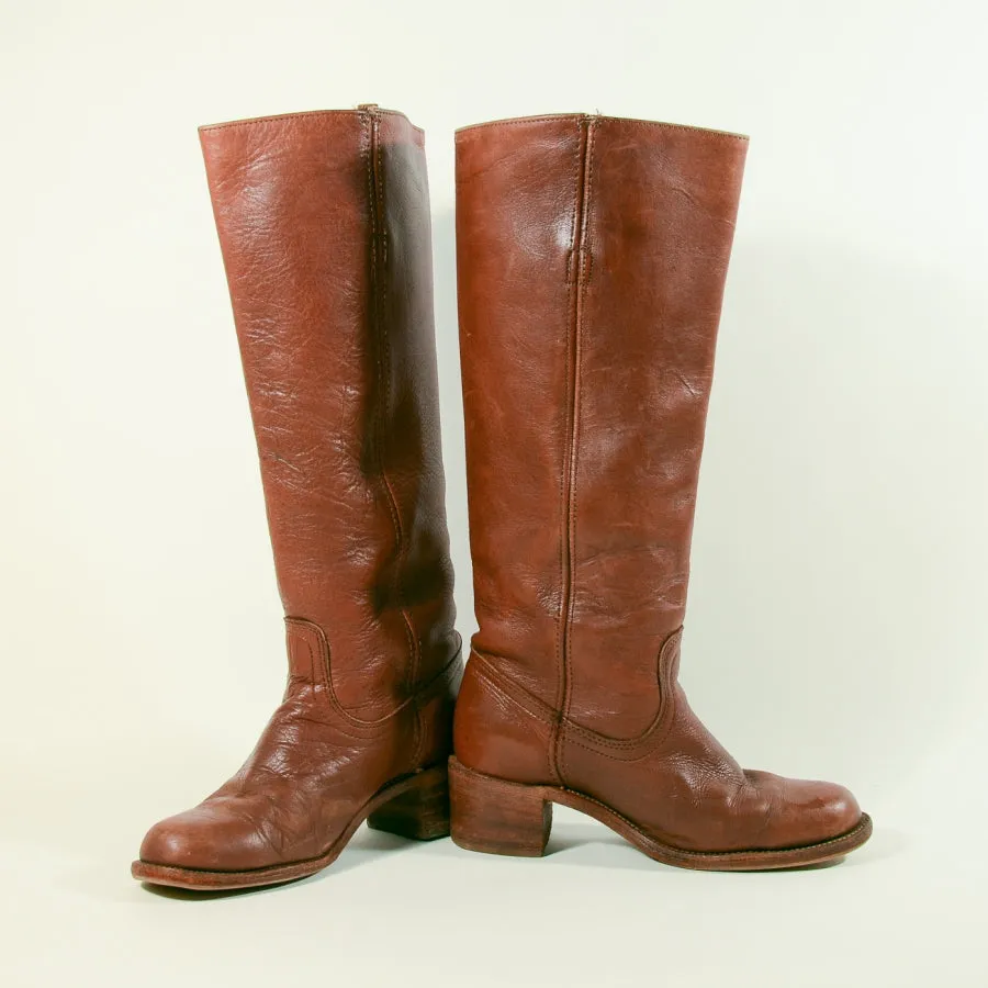 SOLD Vintage Frye Brown Campus Tall Leather Boots Fit 6.5