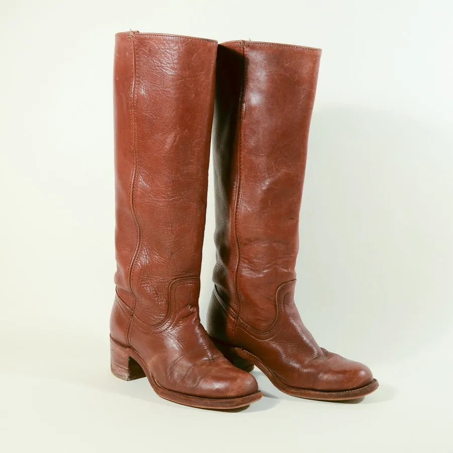 SOLD Vintage Frye Brown Campus Tall Leather Boots Fit 6.5