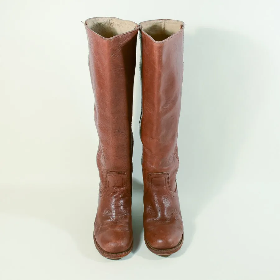 SOLD Vintage Frye Brown Campus Tall Leather Boots Fit 6.5