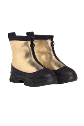 Stark Gold Zip-Up Snow Boots