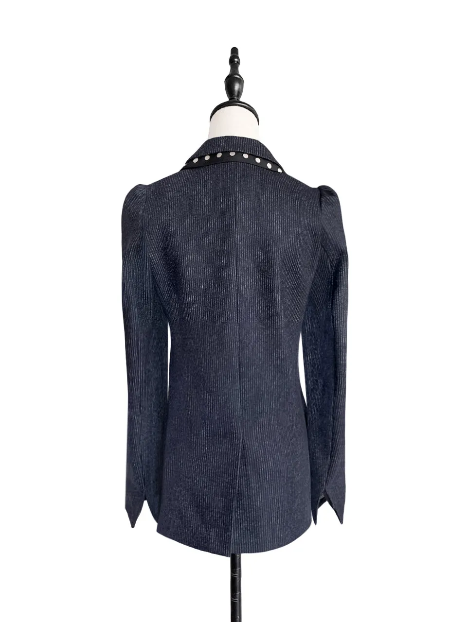 Surprise Sale! Navy Pin-thin Stripe Woollen Cotton Blended Tailored Jacket