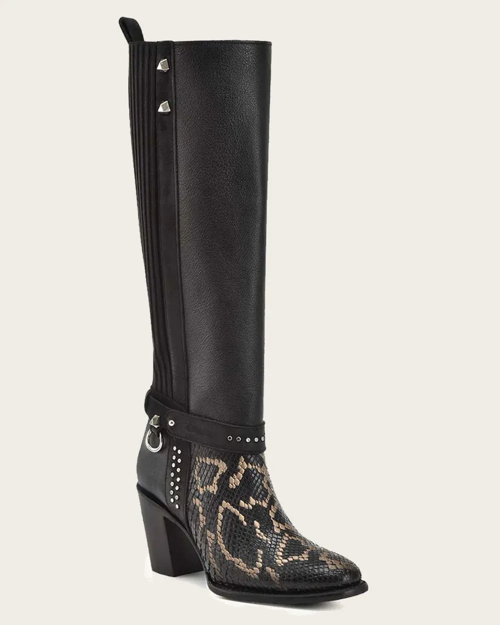 Tall black exotic boot