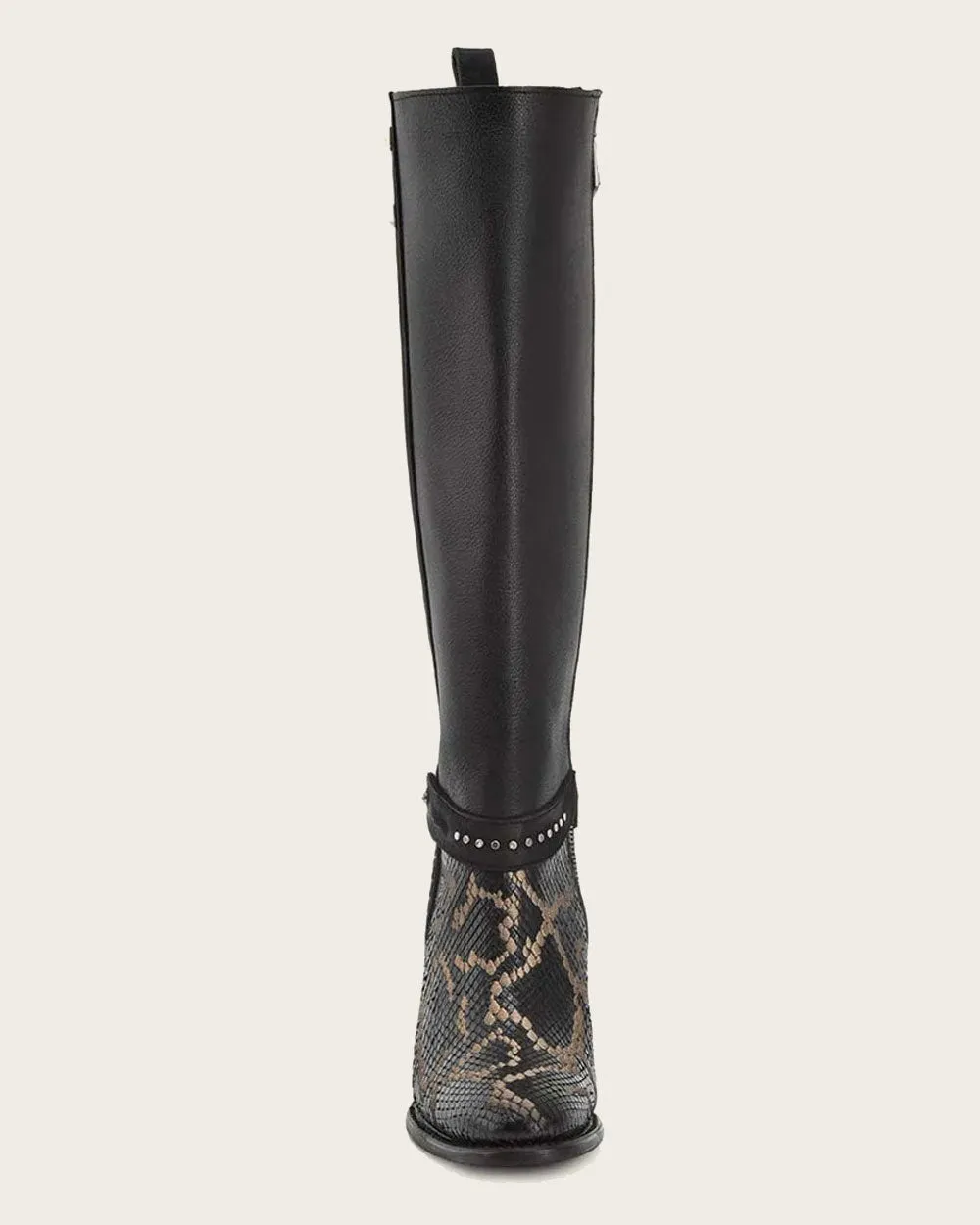 Tall black exotic boot