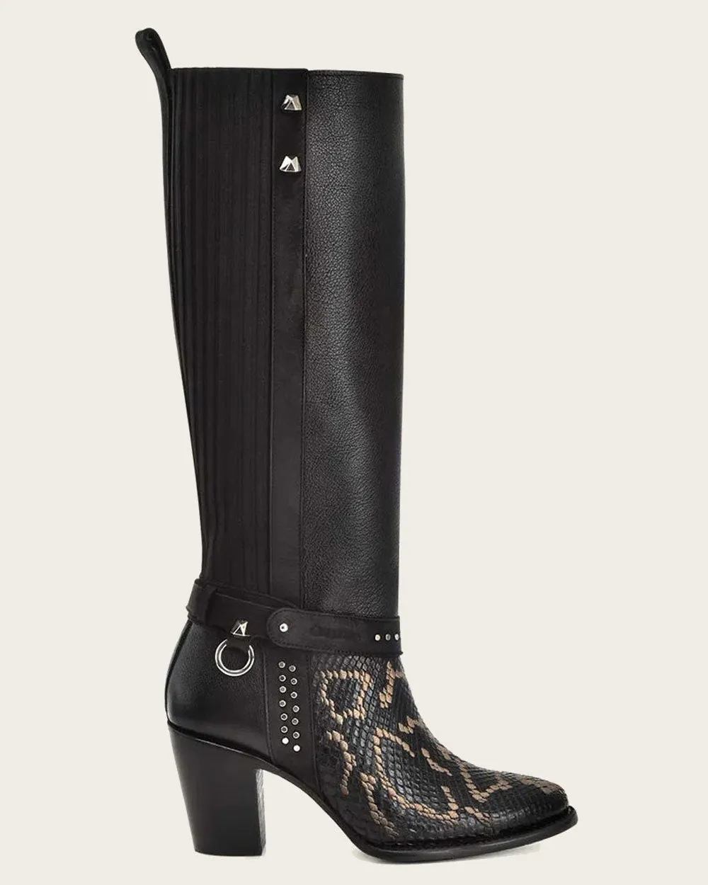 Tall black exotic boot