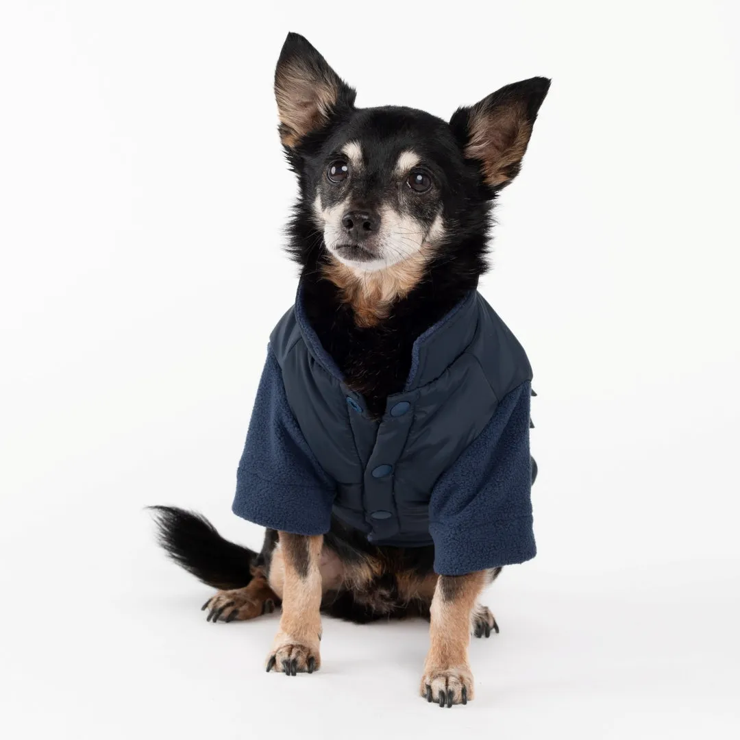 Teddy Bear Pocket Padded Coat - Navy