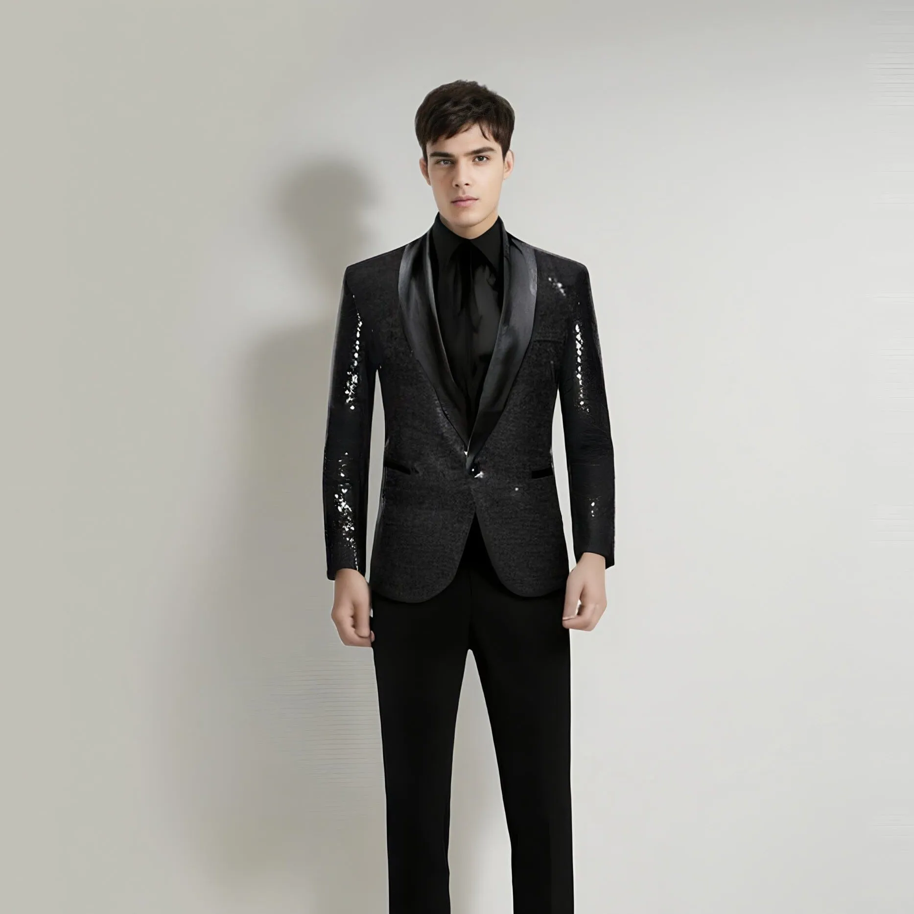 The Crystal Slim Fit Blazer Suit Jacket - Jet Black