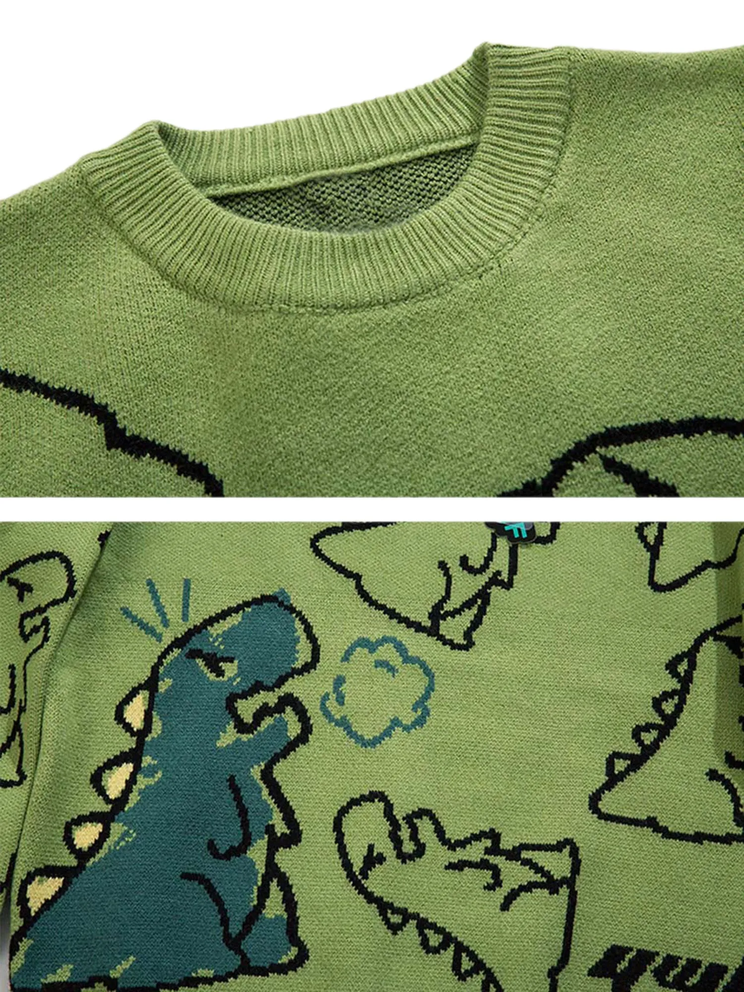 Thesupermade Cartoon Dinosaur Printed Sweater - 1004