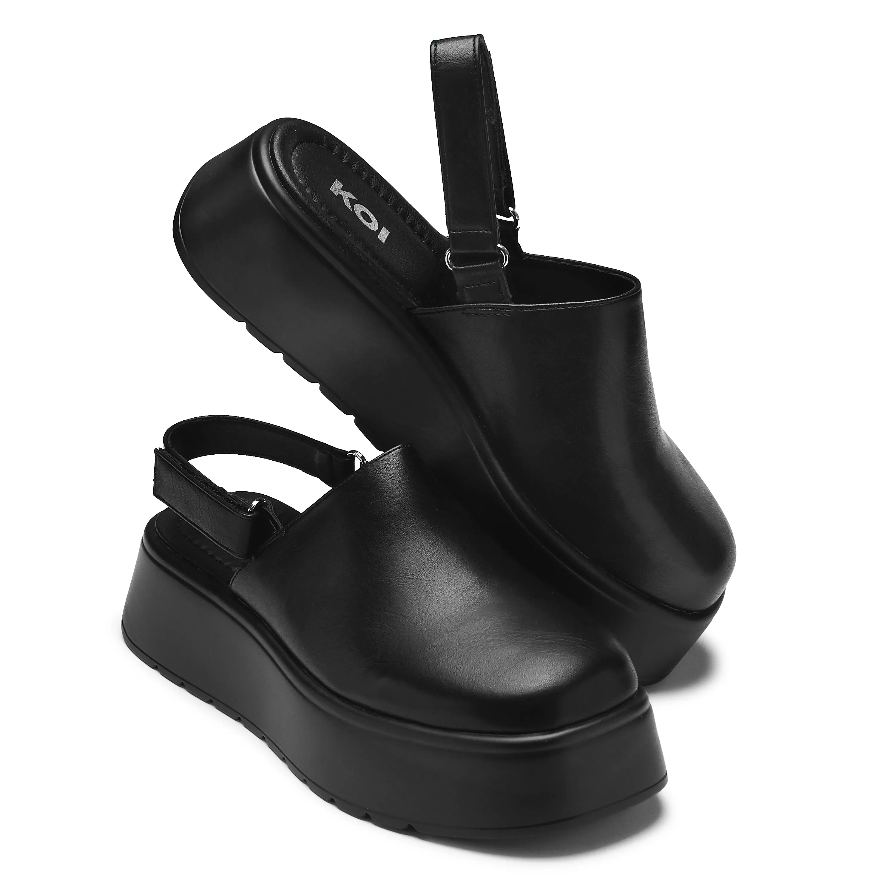 Treva Flatform Slingback Sandals - Black