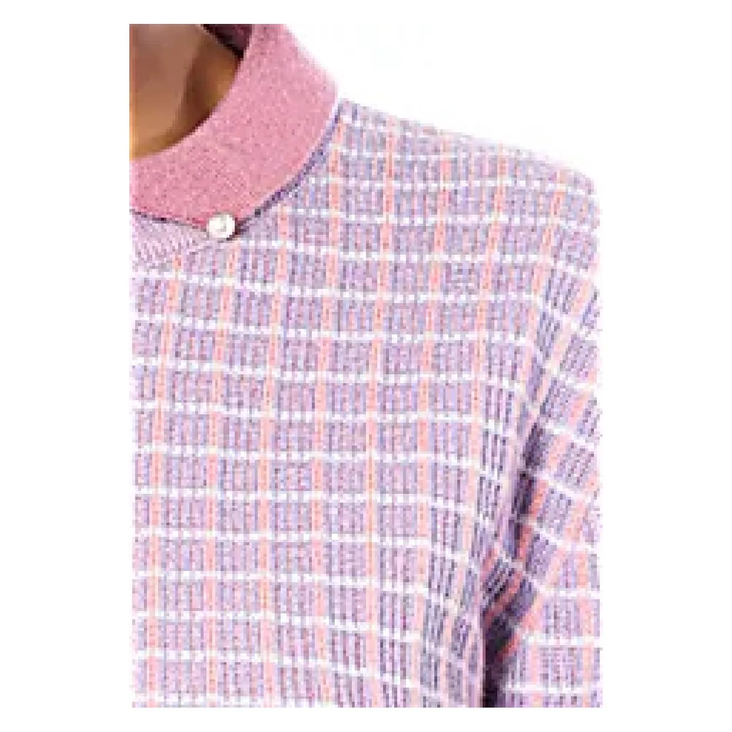 Tweed Merino Pullover With Pearl Collar