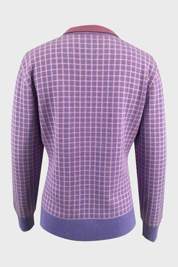 Tweed Merino Pullover With Pearl Collar