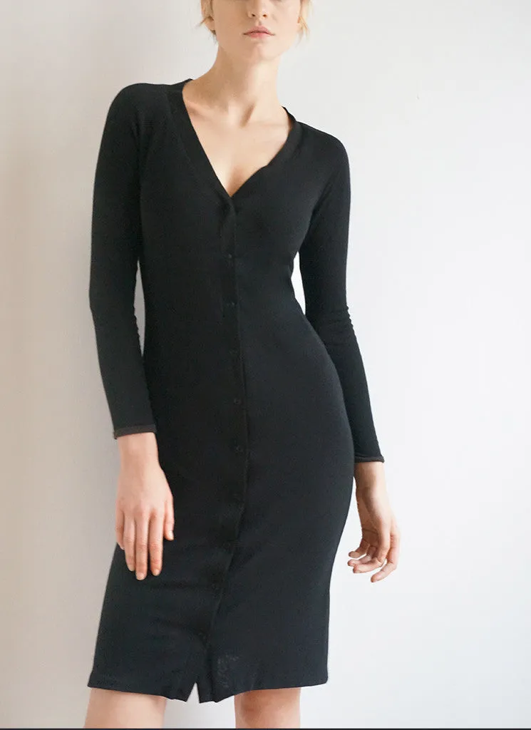 VERSA CARDIGAN DRESS (BLACK/SABLE)