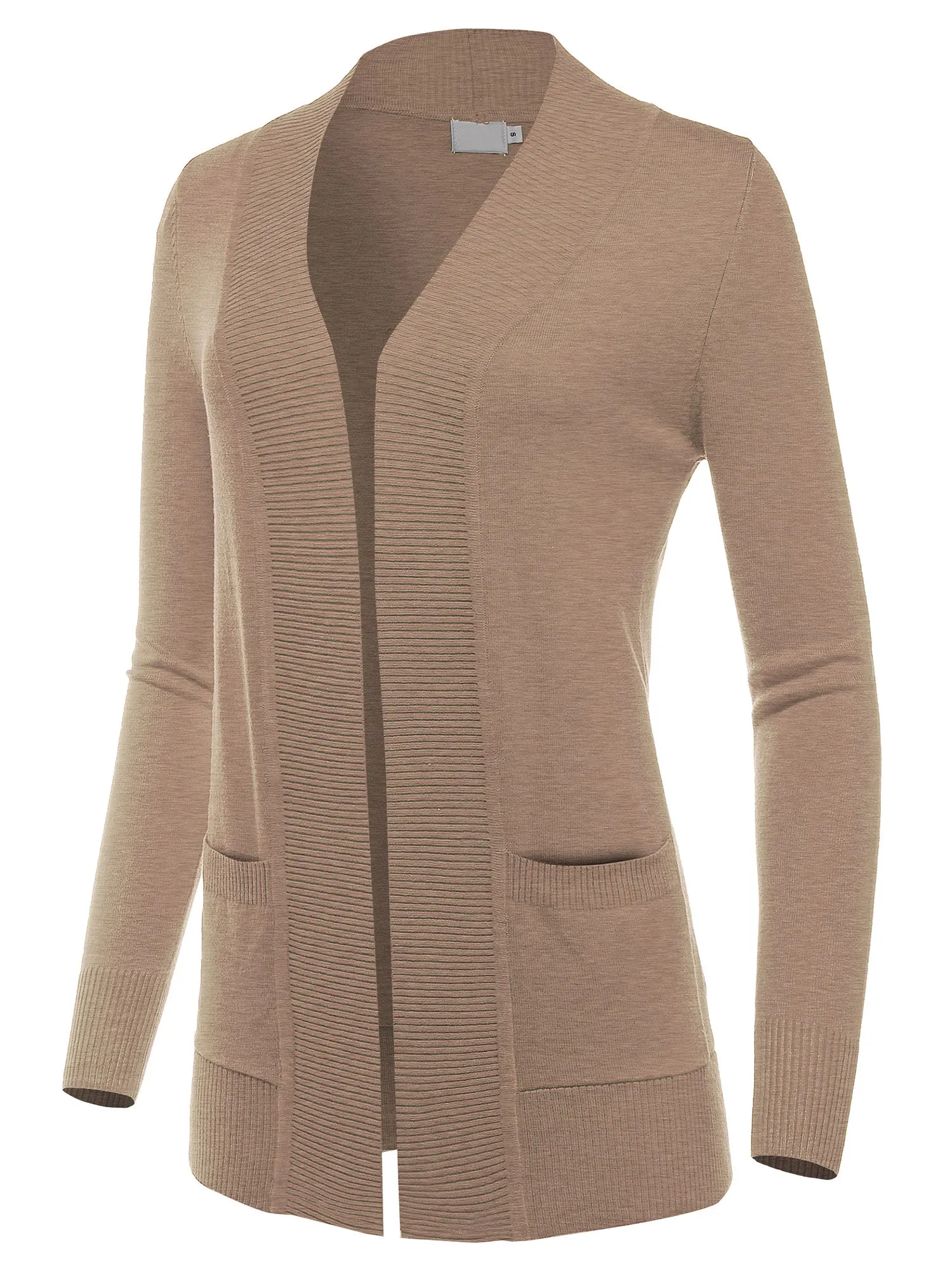 Women's Open Front Long Sleeve Classic Knit Sweater Cardigan (FWC1093)