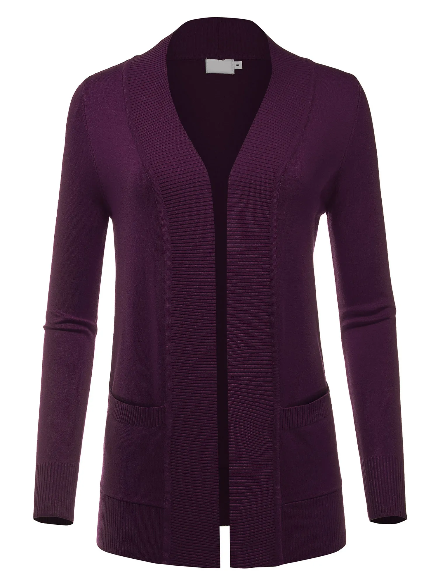 Women's Open Front Long Sleeve Classic Knit Sweater Cardigan (FWC1093)