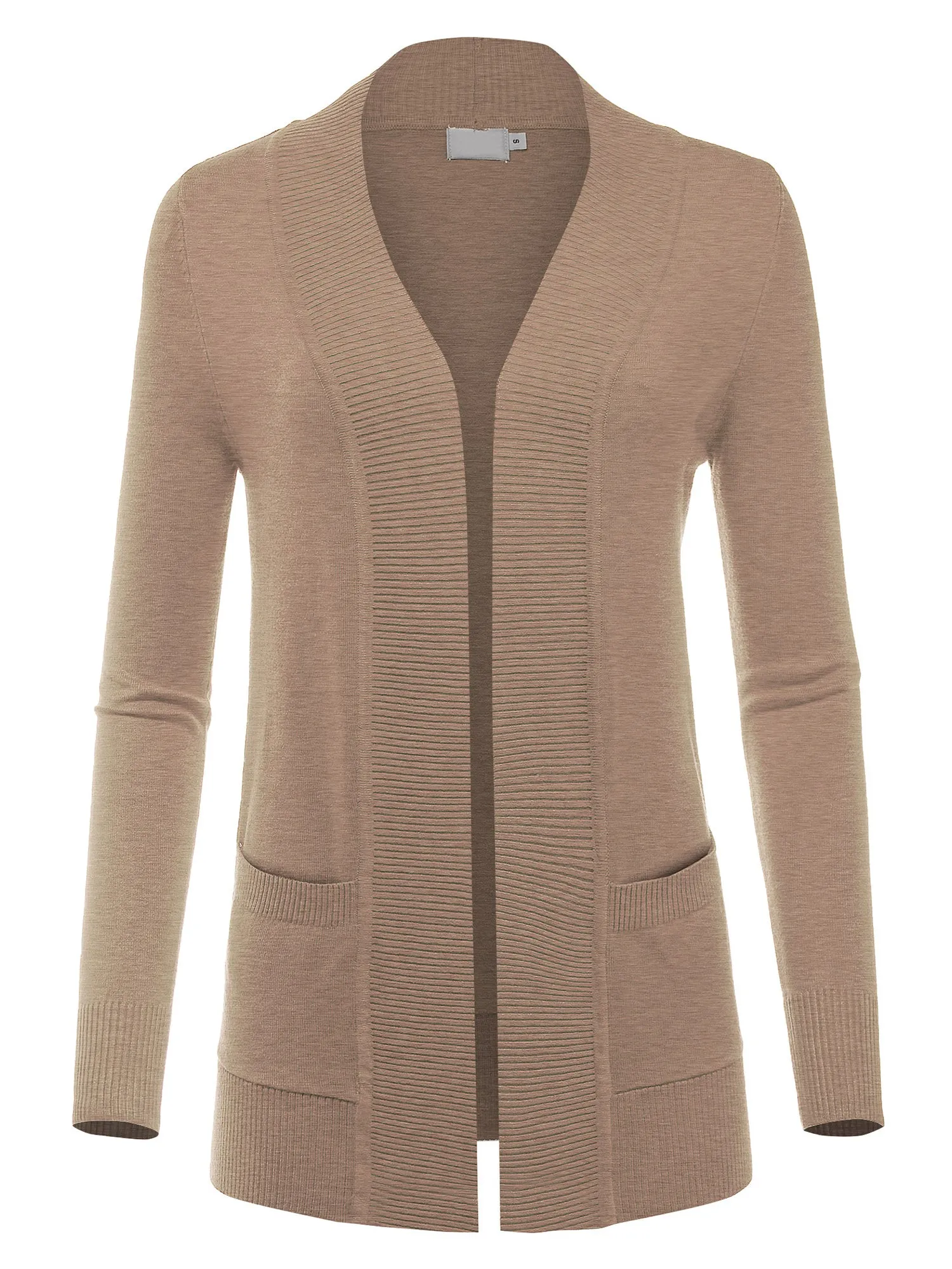 Women's Open Front Long Sleeve Classic Knit Sweater Cardigan (FWC1093)