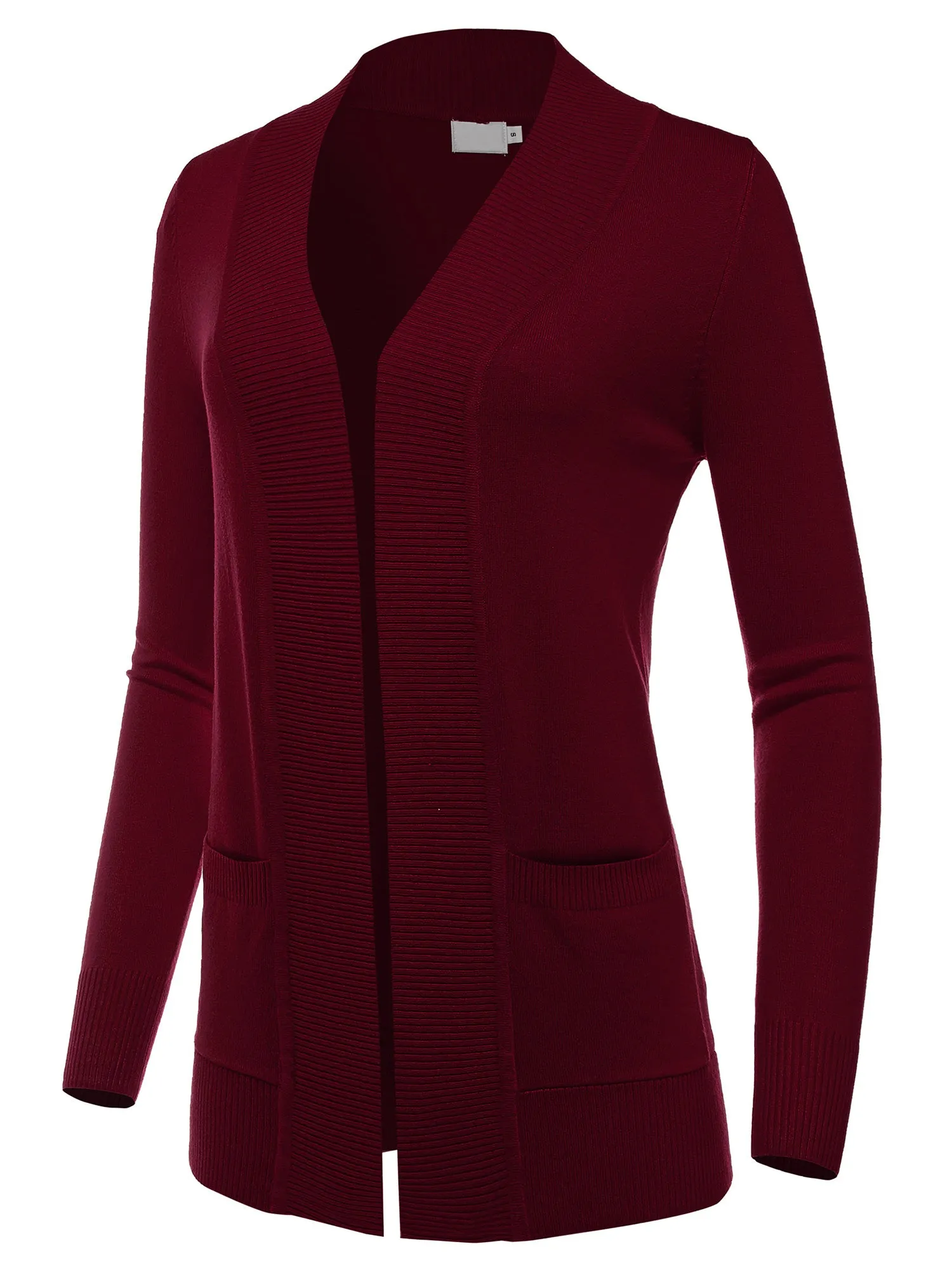 Women's Open Front Long Sleeve Classic Knit Sweater Cardigan (FWC1093)